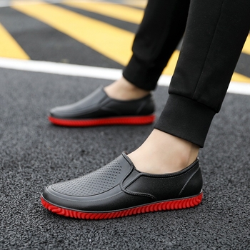 Дъждовни ботуши за мъже, къс модел, антисплъзващи се и износоустойчиви, PVC горна част, пластмасова подметка