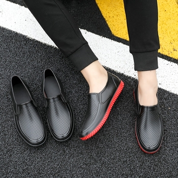 Дъждовни ботуши за мъже, къс модел, антисплъзващи се и износоустойчиви, PVC горна част, пластмасова подметка