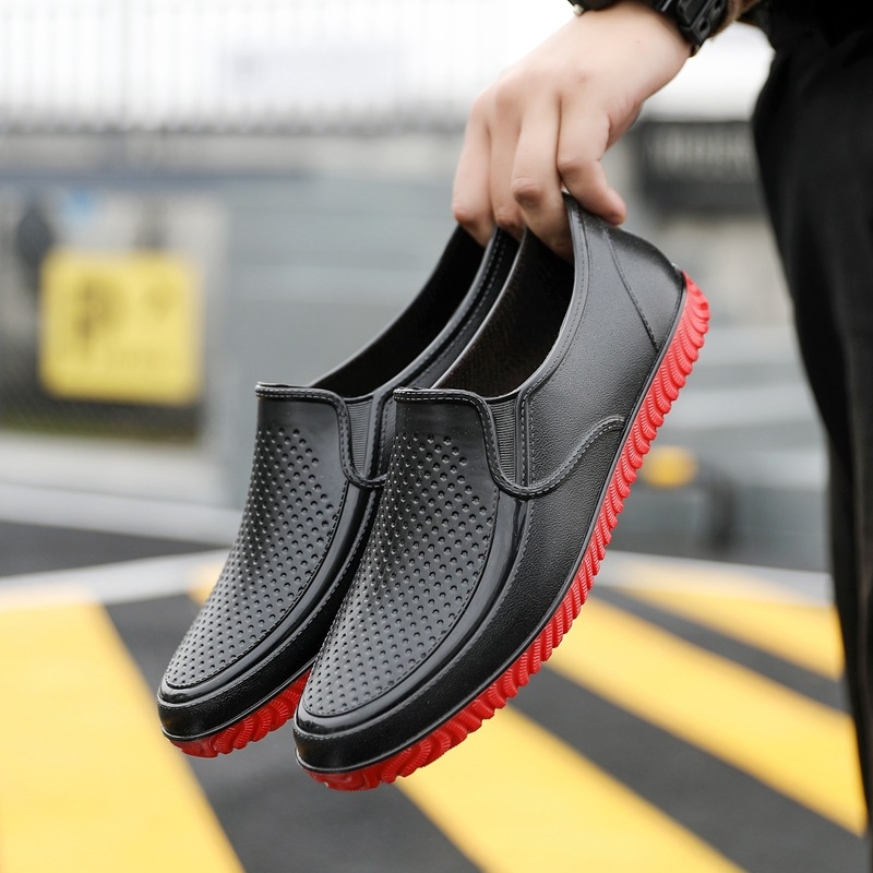 Дъждовни ботуши за мъже, къс модел, антисплъзващи се и износоустойчиви, PVC горна част, пластмасова подметка