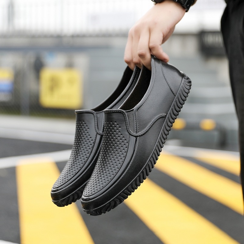 Дъждовни ботуши за мъже, къс модел, антисплъзващи се и износоустойчиви, PVC горна част, пластмасова подметка