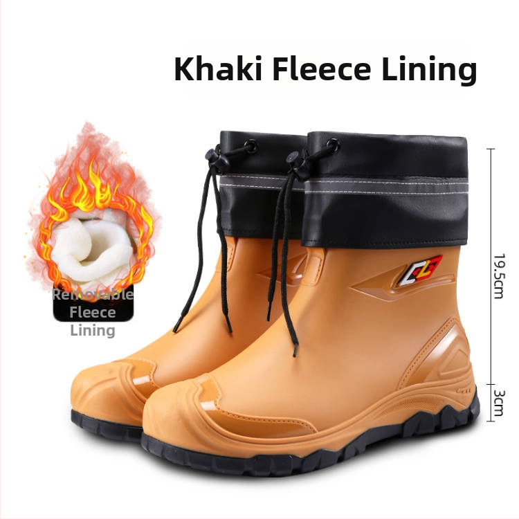 Meeste PVC vihmajalatsid voodriga kunstkarusnahaga, EVA sisetald, kummist talla, vastupidavad, soojad, nelja aastaajas