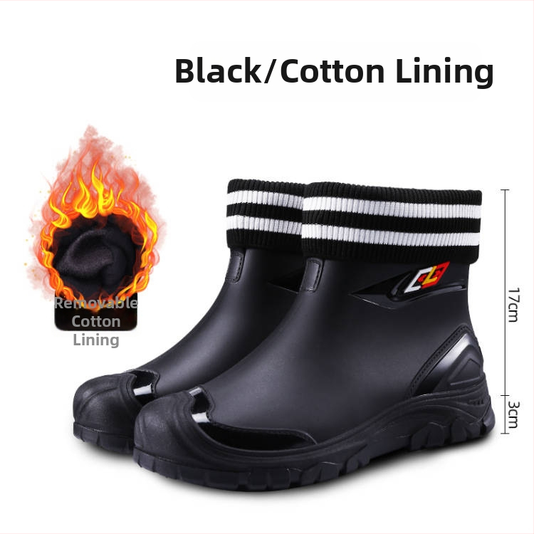Meeste PVC vihmajalatsid voodriga kunstkarusnahaga, EVA sisetald, kummist talla, vastupidavad, soojad, nelja aastaajas