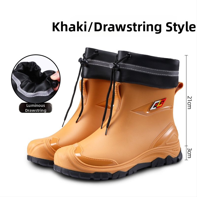 Meeste PVC vihmajalatsid voodriga kunstkarusnahaga, EVA sisetald, kummist talla, vastupidavad, soojad, nelja aastaajas