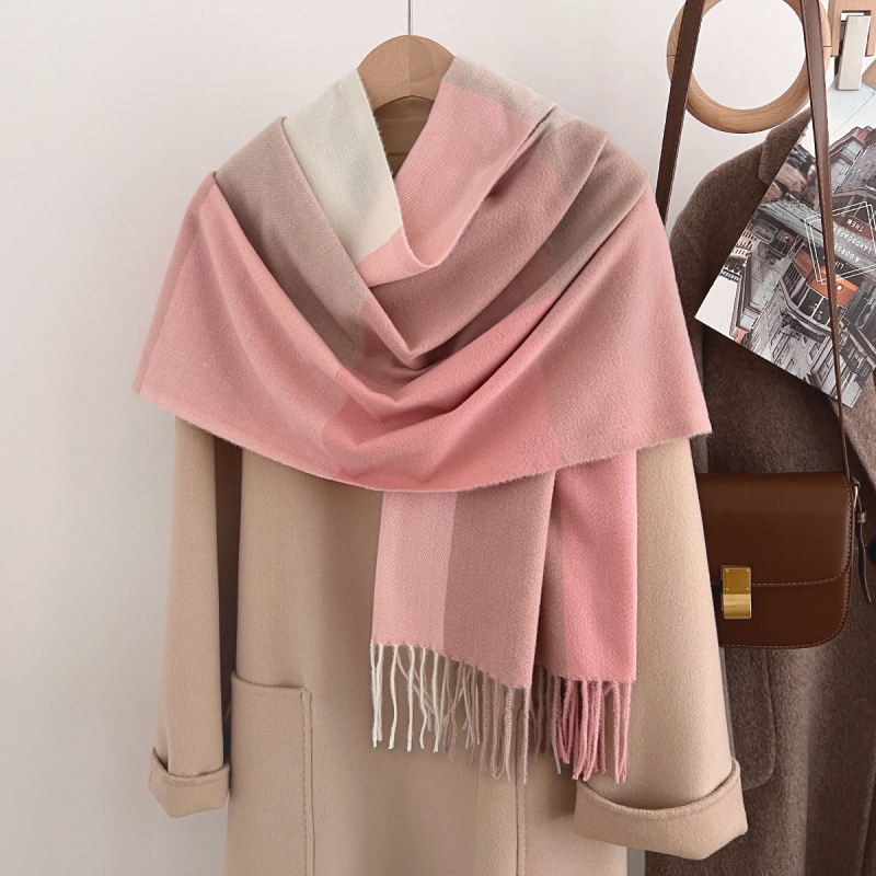 Φουλάρι και εσάρπα δύο σε ένα, παχύ και ζεστό, καρό σχέδιο, συνθετικό κασμίρ, unisex, στυλ Nordic–British