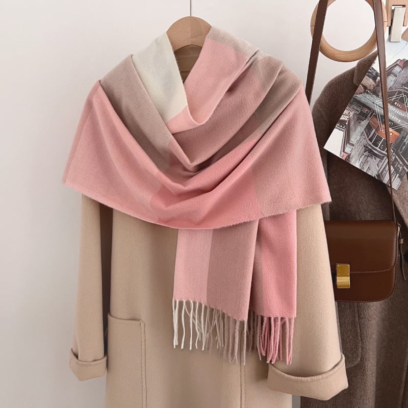 Φουλάρι και εσάρπα δύο σε ένα, παχύ και ζεστό, καρό σχέδιο, συνθετικό κασμίρ, unisex, στυλ Nordic–British