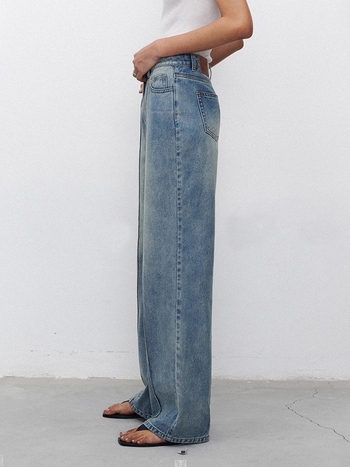 Дамски дънки, средна талия, прав и широк крак, 95% памук, микроеластичност, средна плътност