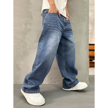 Дънки с широки крачоли, подплатени флисом, джобове, закопчаване с връзка