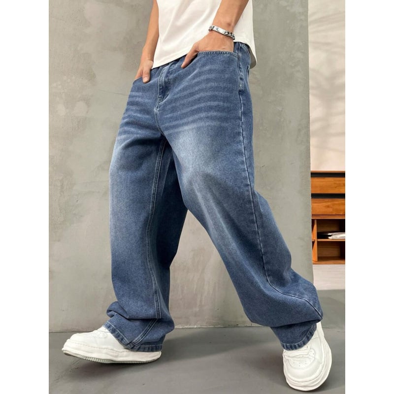 Дънки с широки крачоли, подплатени флисом, джобове, закопчаване с връзка