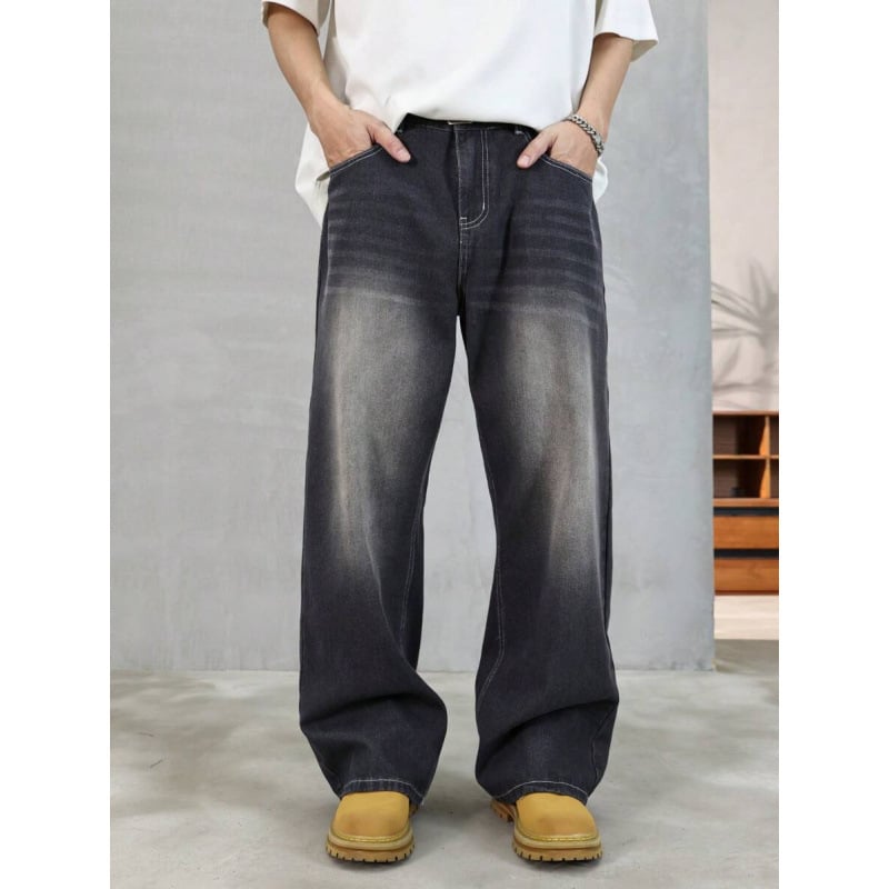 Дънки с широки крачоли, подплатени флисом, джобове, закопчаване с връзка