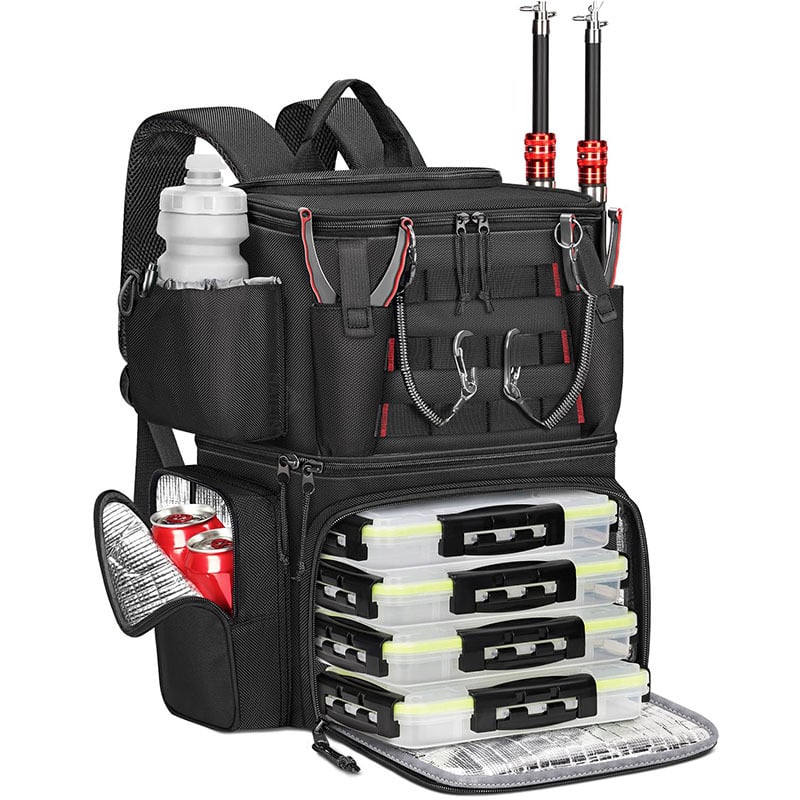 Раница за морски риболов – Oxford водоустойчива материя, голям капацитет, отделения за стръв и риболовни принадлежности, презрамка