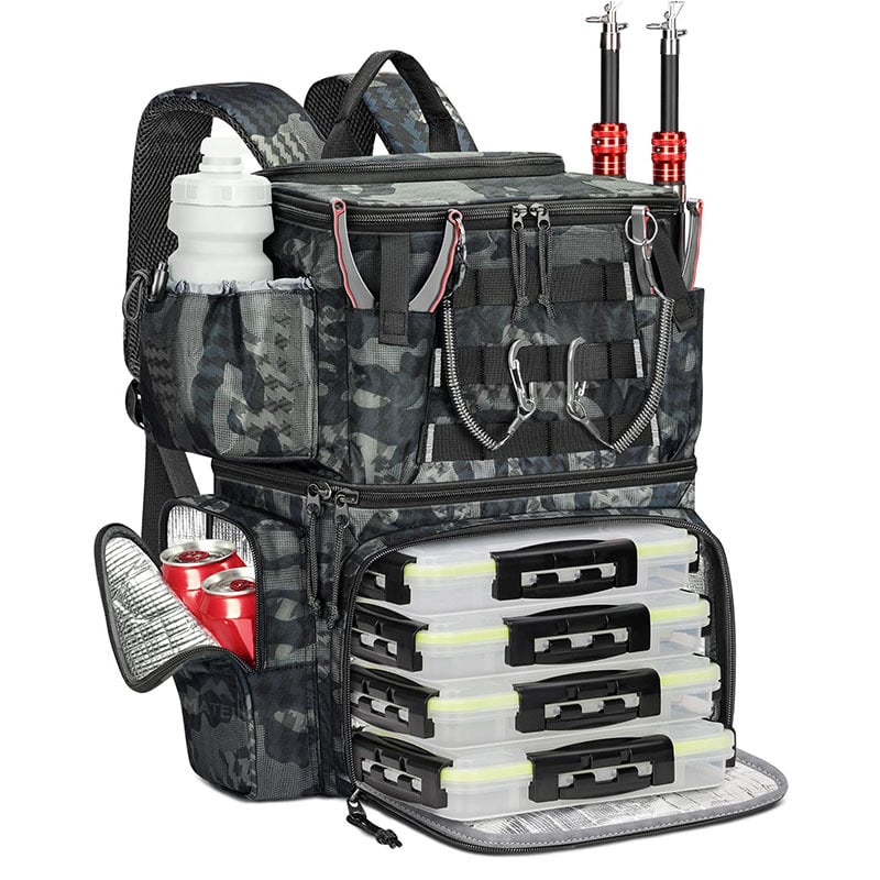 Раница за морски риболов – Oxford водоустойчива материя, голям капацитет, отделения за стръв и риболовни принадлежности, презрамка