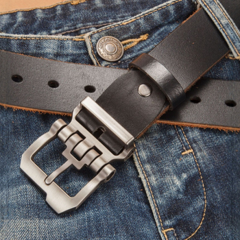 Мъжки колан, първокласна телешка кожа, катарама от сплав, закопчаване с пин, tanning обработка, пролет 2025