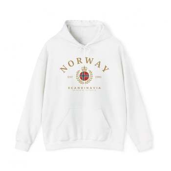 Norway Hoodie — лек полиестров суитшърт с принт, качулка, кръгло деколте, дълги ръкави, джоб кенгуру