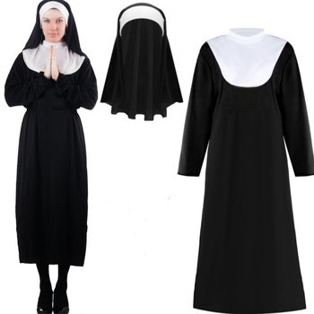 Χάλοουϊν ανδρική/γυναικεία ρόμπα ιερέα/μοναχής με έμπνευση από τη Θεοτόκο Μαρία, πολυεστέρας 95%+, για σκηνικές εμφανίσεις, καλοκαίρι 2025