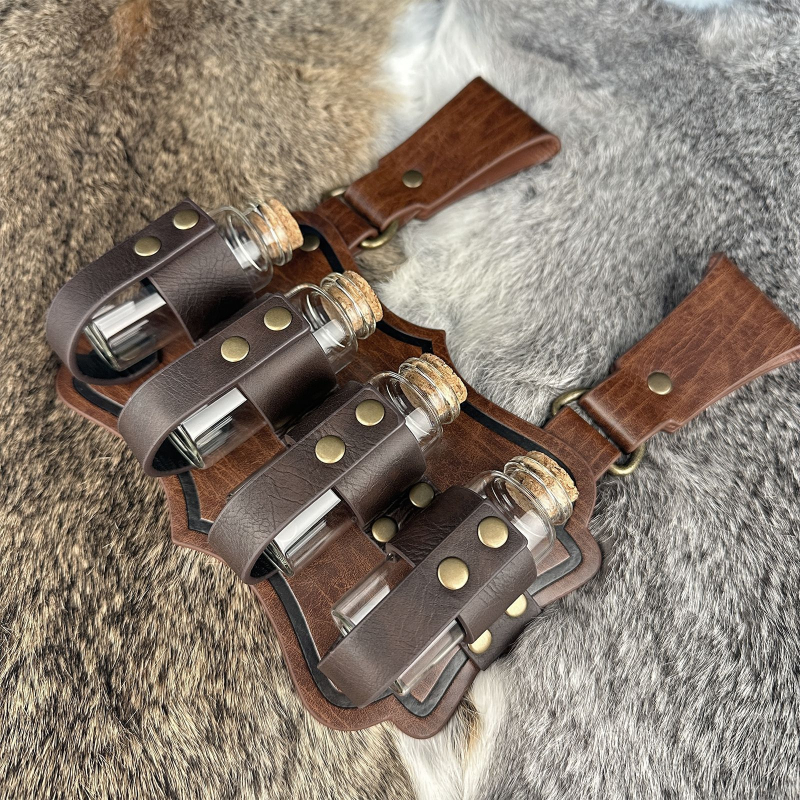 Josta ar četrām pudelēm, Modelis B, viduslaiku alkīmija, ziemeļniecisks vikingu stila cosplay rekvizīts pieaugušajiem