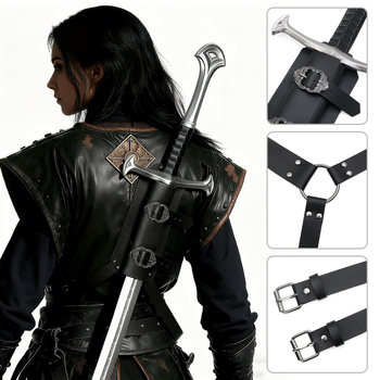 Средновековен калъф за меч за обратно носене — за еднолентов меч, стил Ренесанс и Викинг, ретро за Хелоуин косплей; Ficino на склад, за възрастни, есен 2025