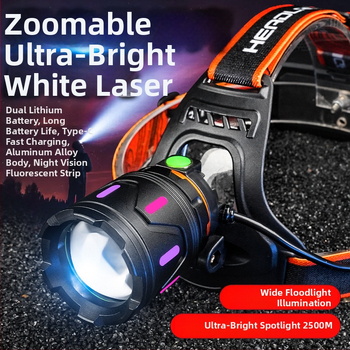 LED pealamp teleskoopilise zoomiga, USB laadimine, 2400mAh aku, 15W võimsus, alumiiniumist korpus