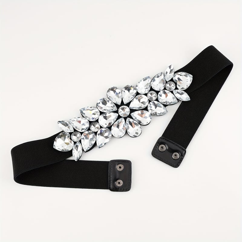 Ръчно нашит колан от велур с мънисти и PVC ролкова катарама