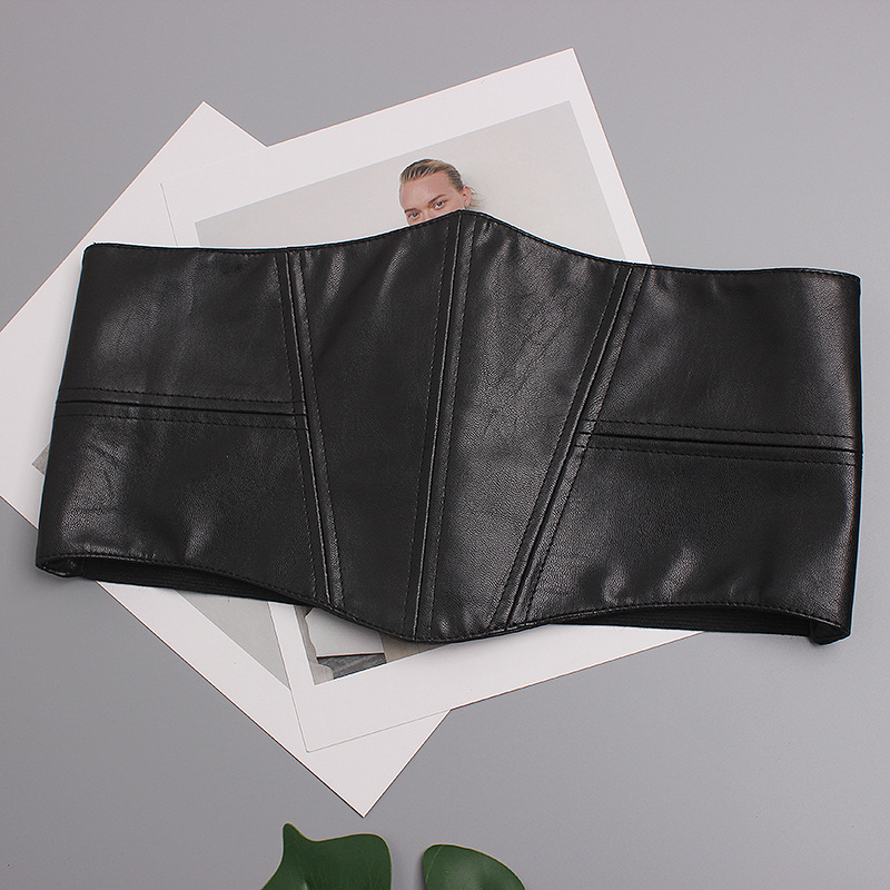 Centură de talie lată din piele sintetică pentru femei — accesoriu decorativ, elastic, pentru rochii și cămăși