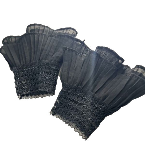 Женски полупалчени ръкавици от шифон и дантела с маншет, бродирани декоративни детайли, код на продукта H11