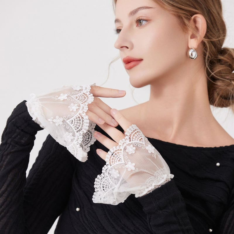 Декоративни ръкави за пуловер - флорална шарка, полиестер, аксесоар за китката, персонализируеми, за всички сезони, Зимно издание 2025