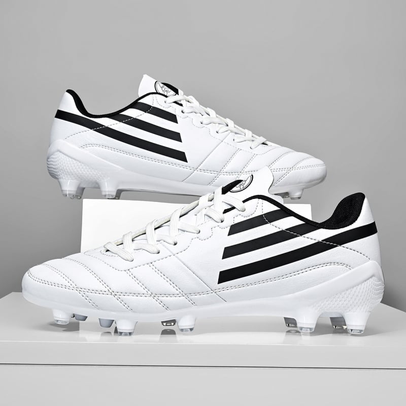 Футболни обувки с нисък връх, унисекс, синтетична кожа за горна част, подметка от гума, предно връзване, подходящи за естествена трева и изкуствен терен