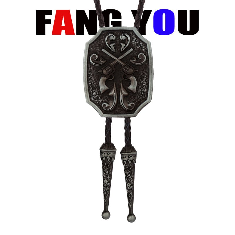 Боло вратовръзка - стрелоподобен дизайн, унисекс, за вечерно облекло; монохромен модел; материал: кожа; електроплакиране; обработка: tie-dye