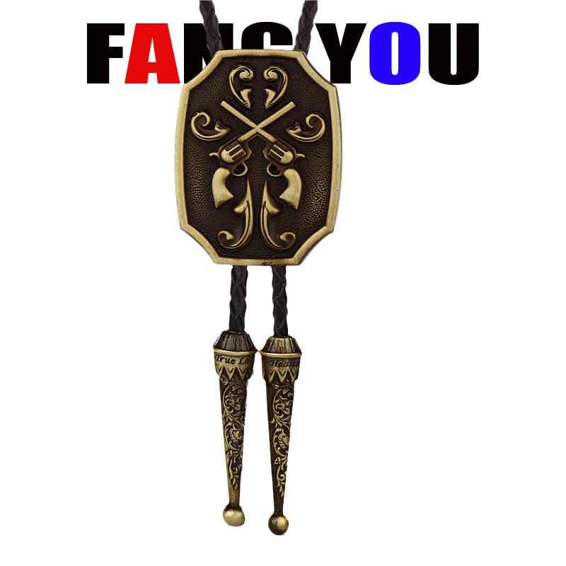 Боло вратовръзка - стрелоподобен дизайн, унисекс, за вечерно облекло; монохромен модел; материал: кожа; електроплакиране; обработка: tie-dye