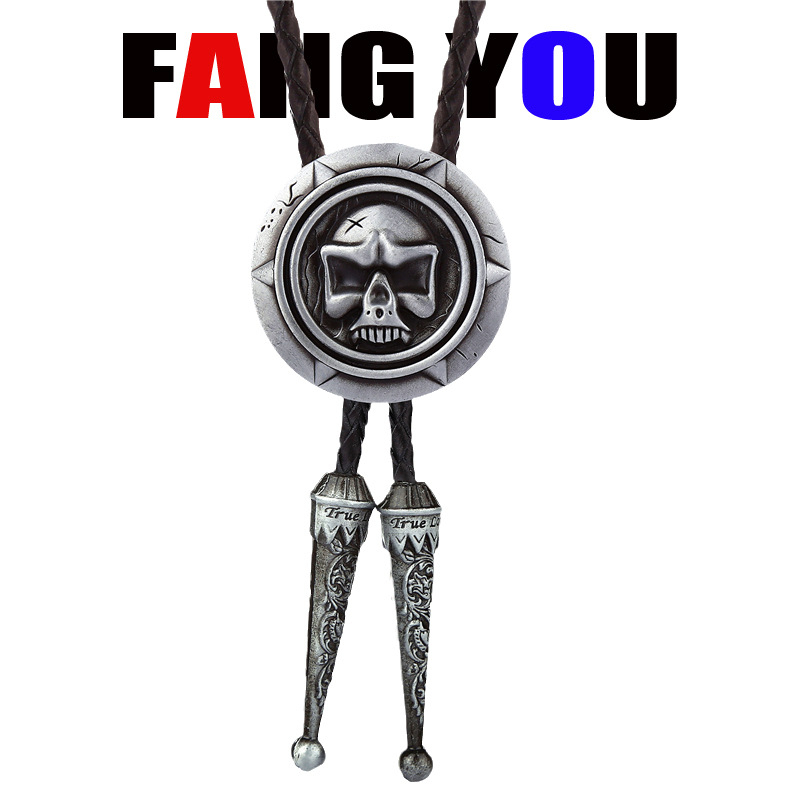 Боло вратовръзка - стрелоподобен дизайн, унисекс, за вечерно облекло; монохромен модел; материал: кожа; електроплакиране; обработка: tie-dye