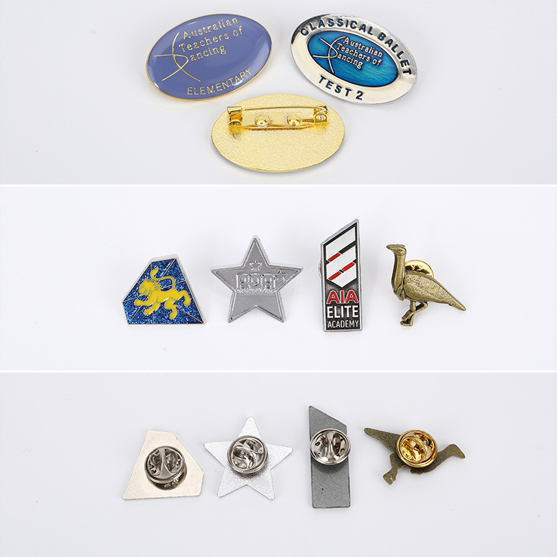 Metallist märgis kohandatud logoga, tsink sulam, die-casting valatud, kinnitus: liblikaklamber, nõel või nupud, kinkekarp