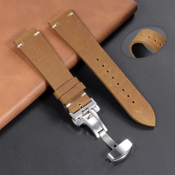 Langeley ehtne nahk kellarihm Huawei GT2 jaoks liblika klambriga, vintage kirjandusretro stiil