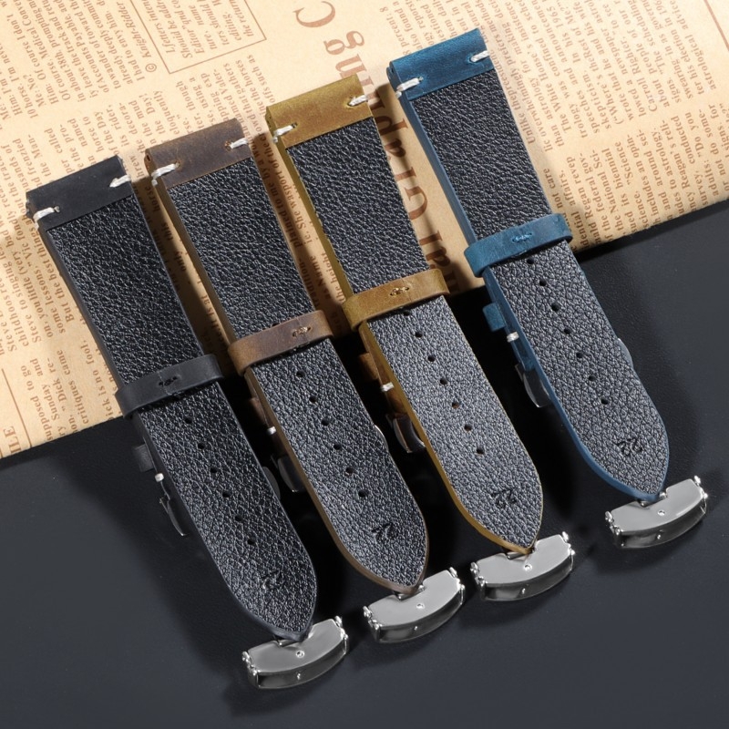 Ζώνη ρολογιού Langeley από γνήσιο δέρμα για Huawei GT2 με αγκράφα πεταλούδα, vintage λογοτεχνικό ρετρό στυλ