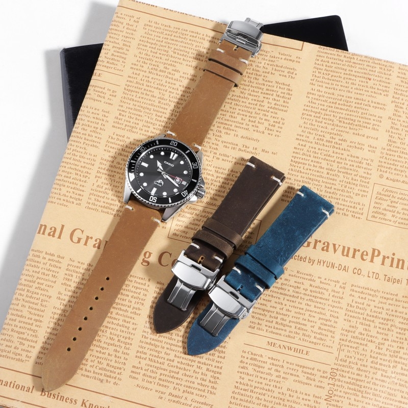 Ζώνη ρολογιού Langeley από γνήσιο δέρμα για Huawei GT2 με αγκράφα πεταλούδα, vintage λογοτεχνικό ρετρό στυλ