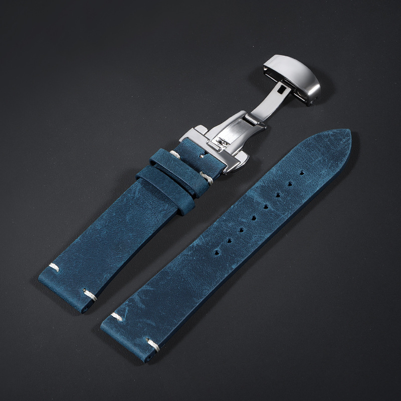 Langeley ehtne nahk kellarihm Huawei GT2 jaoks liblika klambriga, vintage kirjandusretro stiil