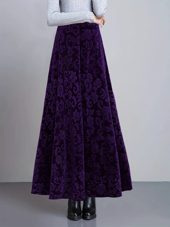 A-line midi пола с флорален принт, полиестер 95%+, есен 2024