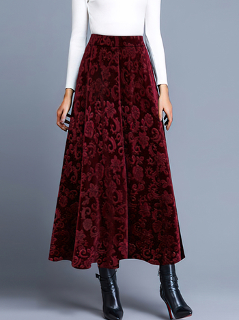 A-line midi пола с флорален принт, полиестер 95%+, есен 2024