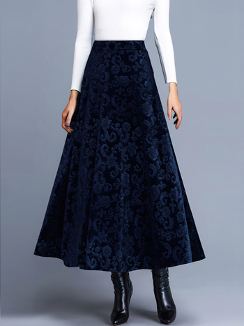 A-line midi пола с флорален принт, полиестер 95%+, есен 2024