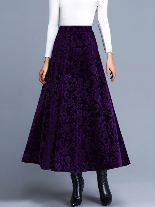 A-line midi пола с флорален принт, полиестер 95%+, есен 2024