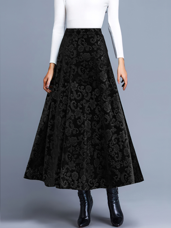 A-line midi пола с флорален принт, полиестер 95%+, есен 2024