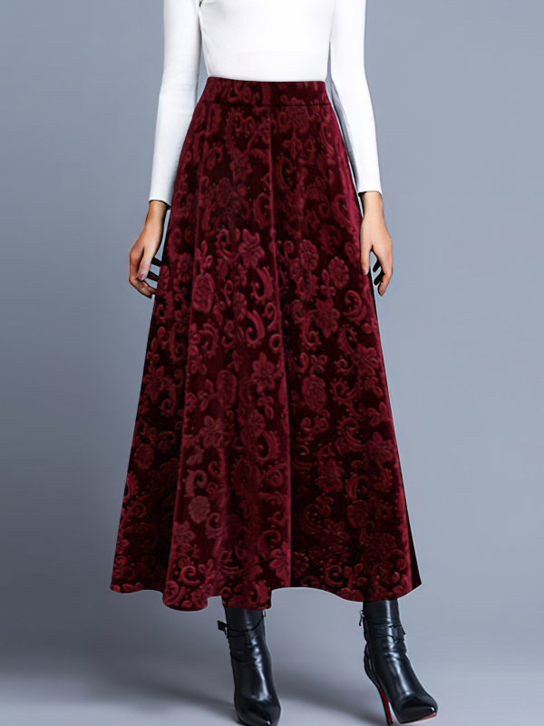 A-line midi пола с флорален принт, полиестер 95%+, есен 2024