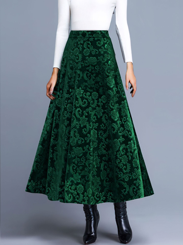 A-line midi пола с флорален принт, полиестер 95%+, есен 2024