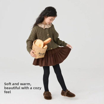 Tüdrukute talve püks-suvi fliso voodriga, võlts kaheosaline disain, puuvillane kangas, keskmine vöökoht, pehme töötlemine