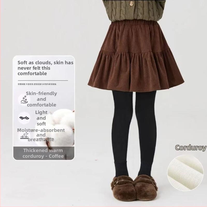 Tüdrukute talve püks-suvi fliso voodriga, võlts kaheosaline disain, puuvillane kangas, keskmine vöökoht, pehme töötlemine