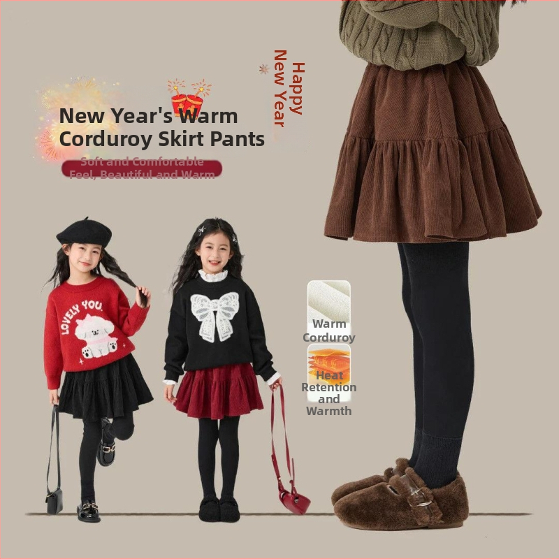 Tüdrukute talve püks-suvi fliso voodriga, võlts kaheosaline disain, puuvillane kangas, keskmine vöökoht, pehme töötlemine