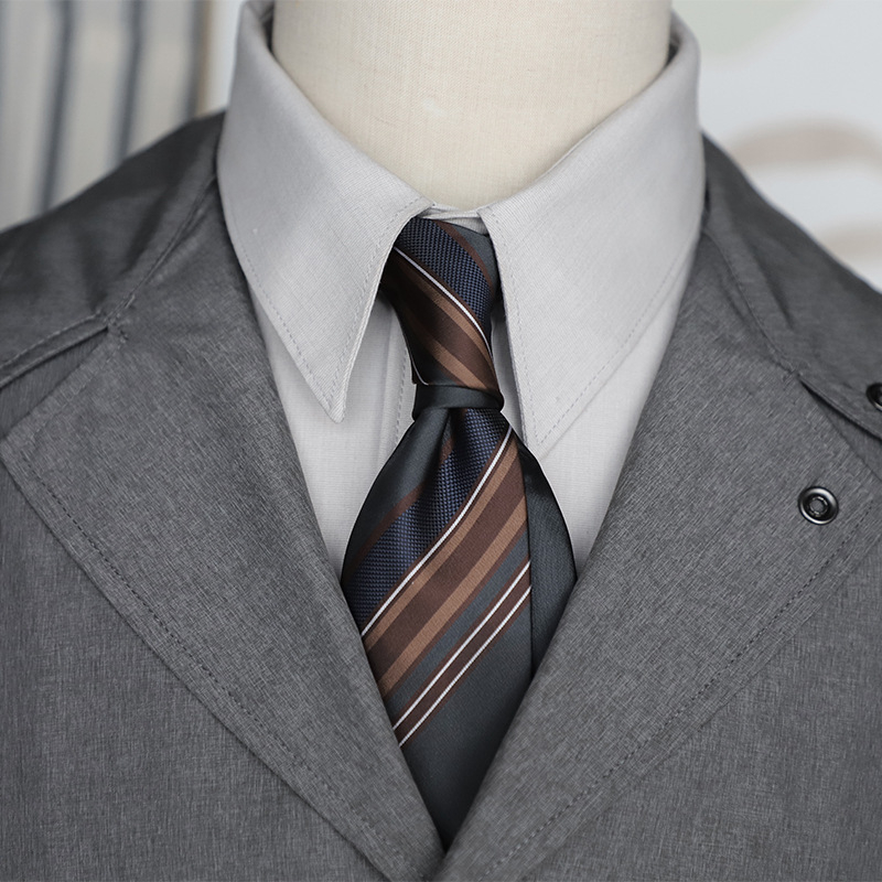 Галстук с жакардови райета, стреловиден стил за мъже – полиестер коприна