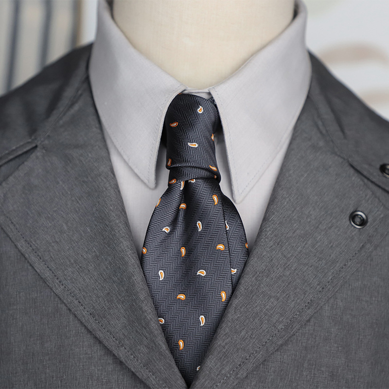 Галстук с жакардови райета, стреловиден стил за мъже – полиестер коприна