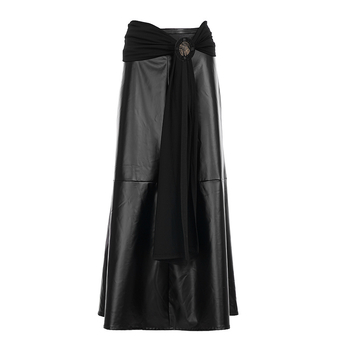 Пола с презрамки от PU кожа, A-Line дълга - мрачно готик уличен стил, полиестер 50-70%, есен 2025