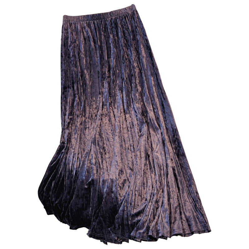 Плисирана пола с миди дължина, елегантен силует, полиестер-ацетатова смес (80–90% полиестер; <30% ацетат), микроеластичност, есенно-зимна колекция 2025