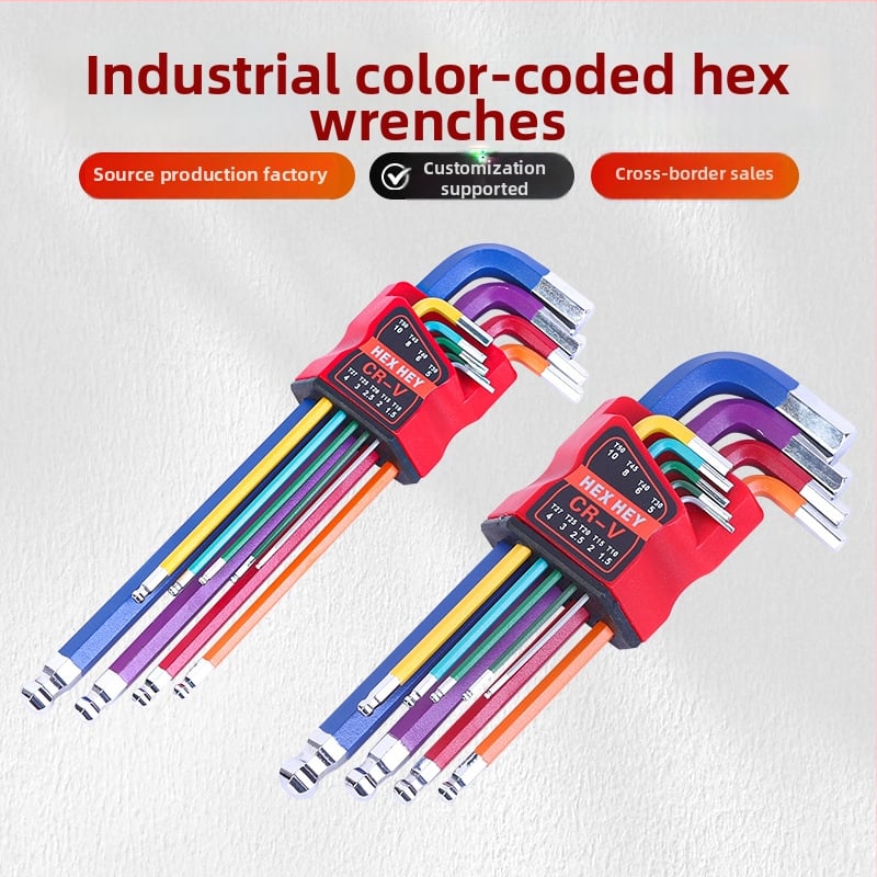 Индустриално качество: комплект Allen ключове с вътрешен шестостенник — Chrome vanadium/S2 стомана, никелирана