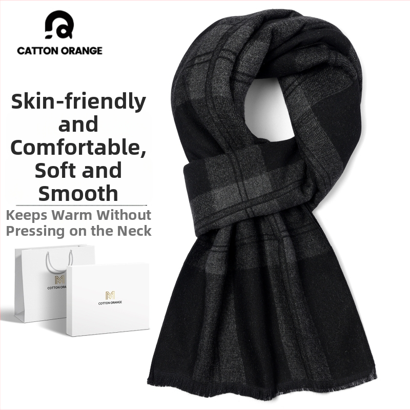 Meeste talvesall viskoosi kiududest, ruuduline muster, keskmise pikkusega, paks sooja jaoks, 2025 talv